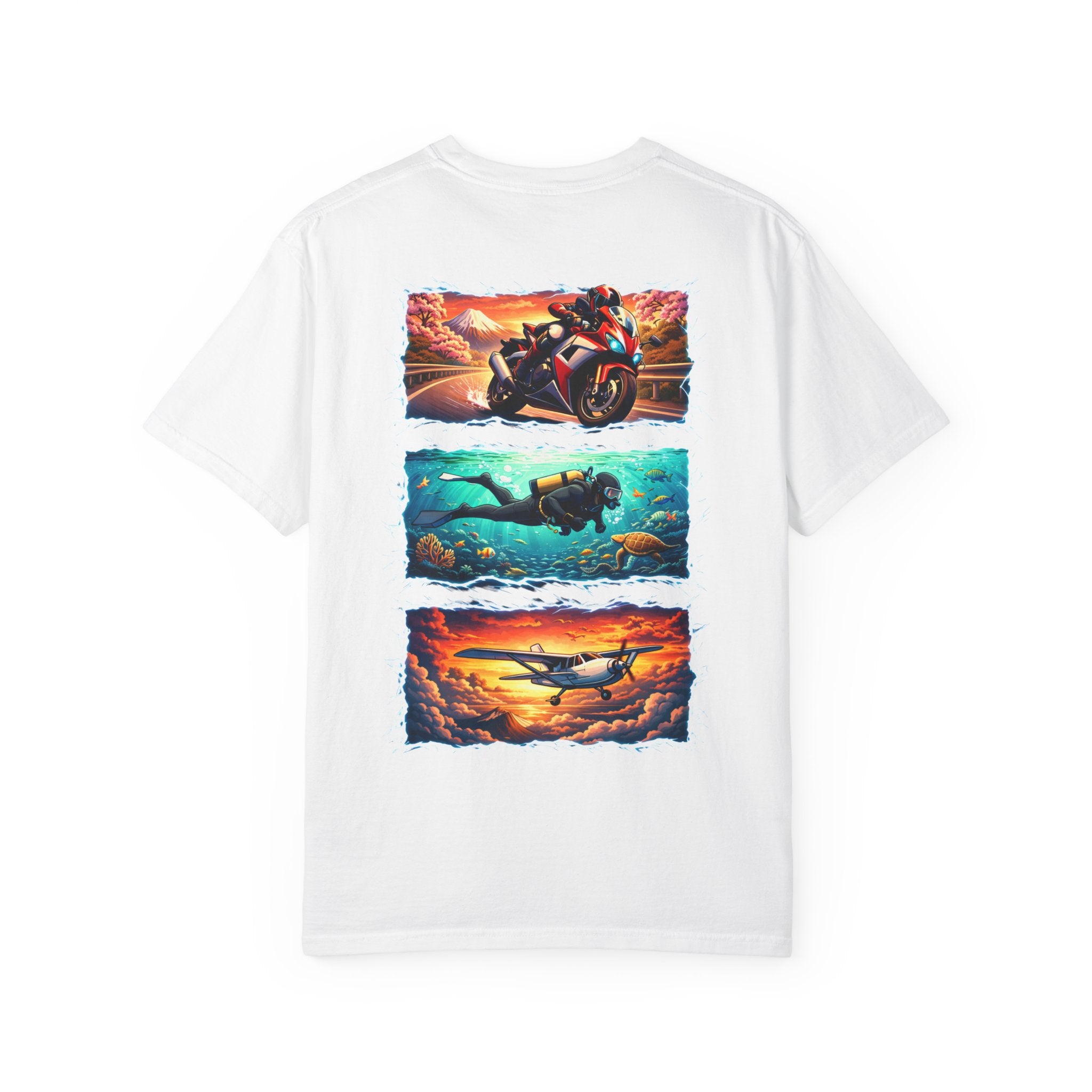 Ride. Dive. Fly. T-Shirt — Adventurer