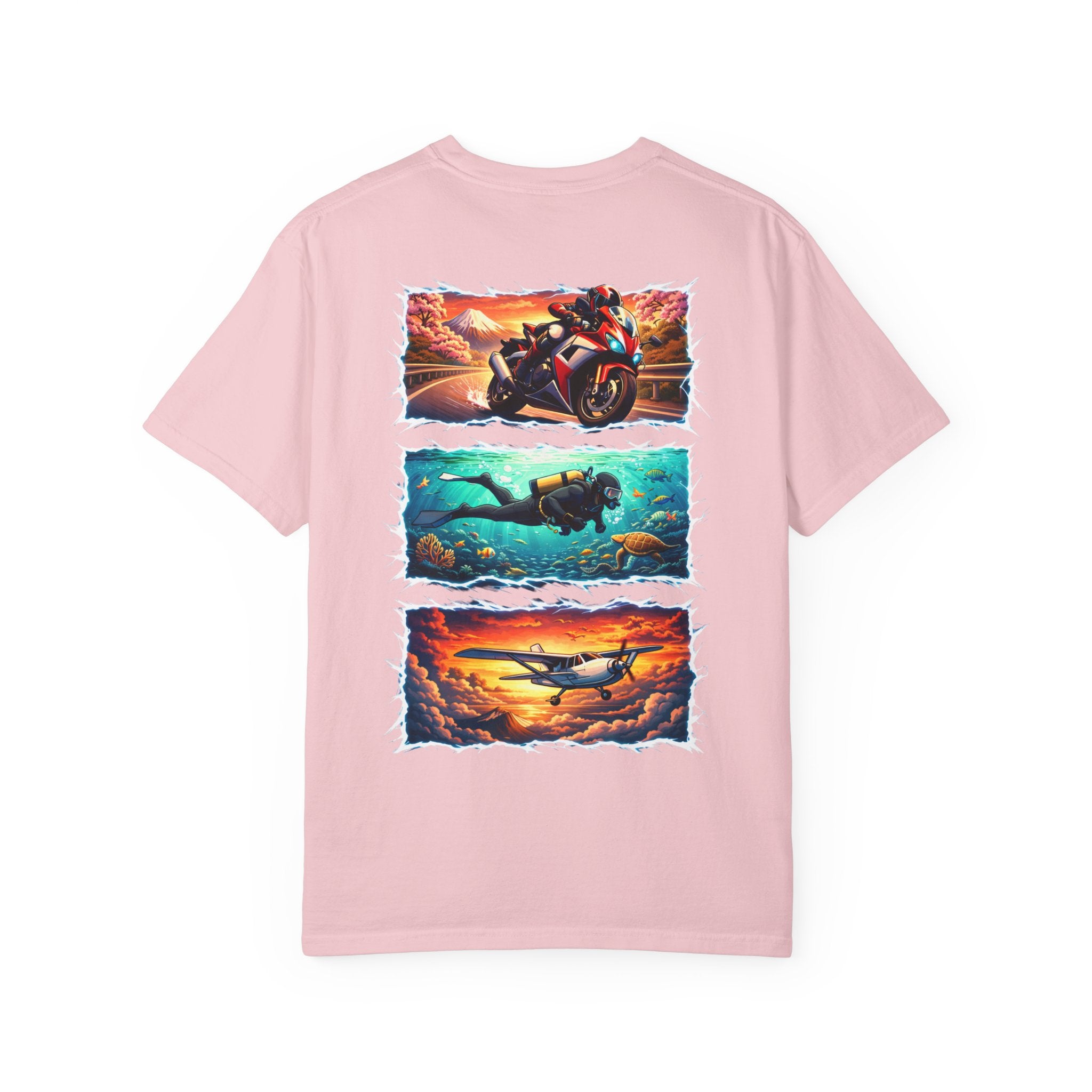 Ride. Dive. Fly. T-Shirt — Adventurer