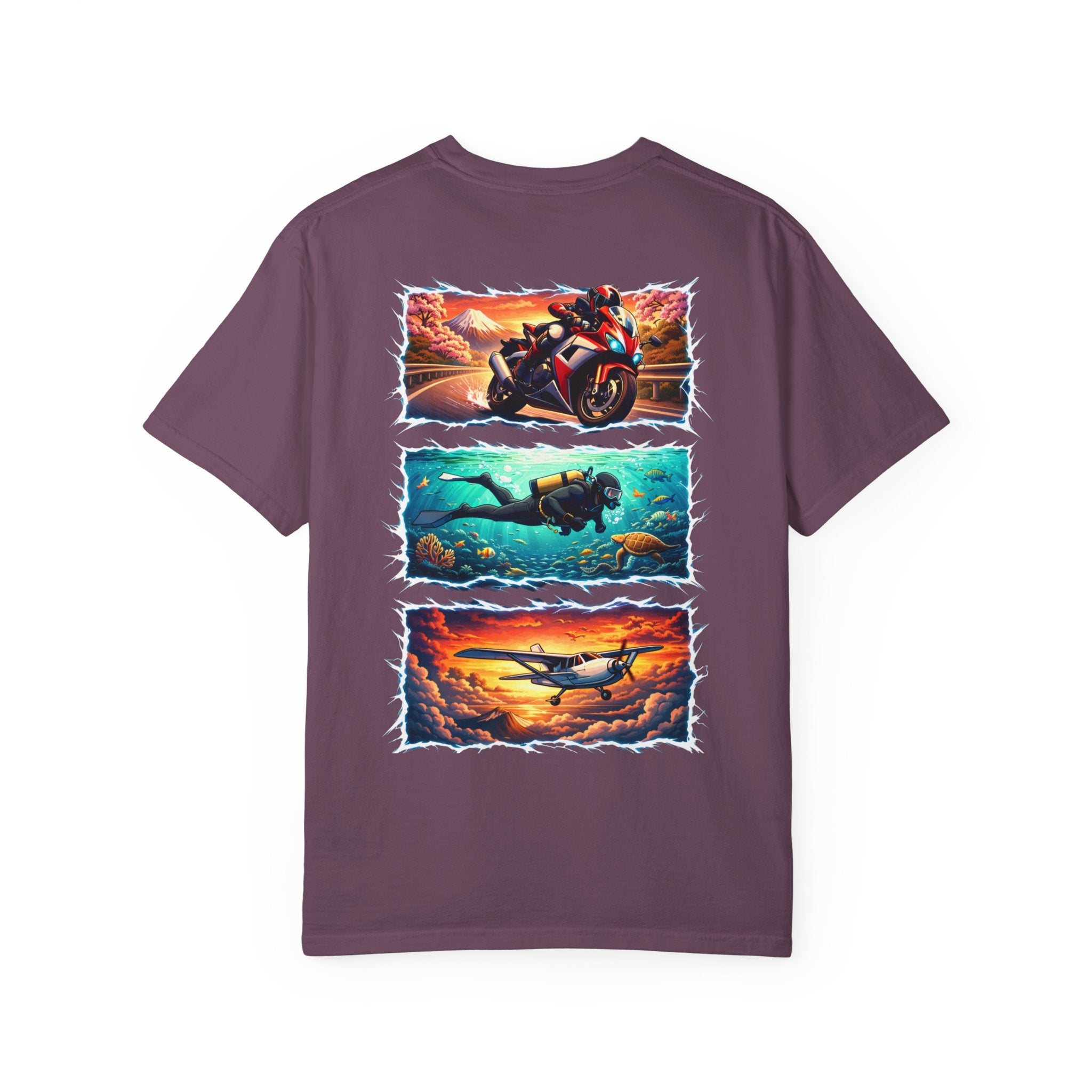 Ride. Dive. Fly. T-Shirt — Adventurer