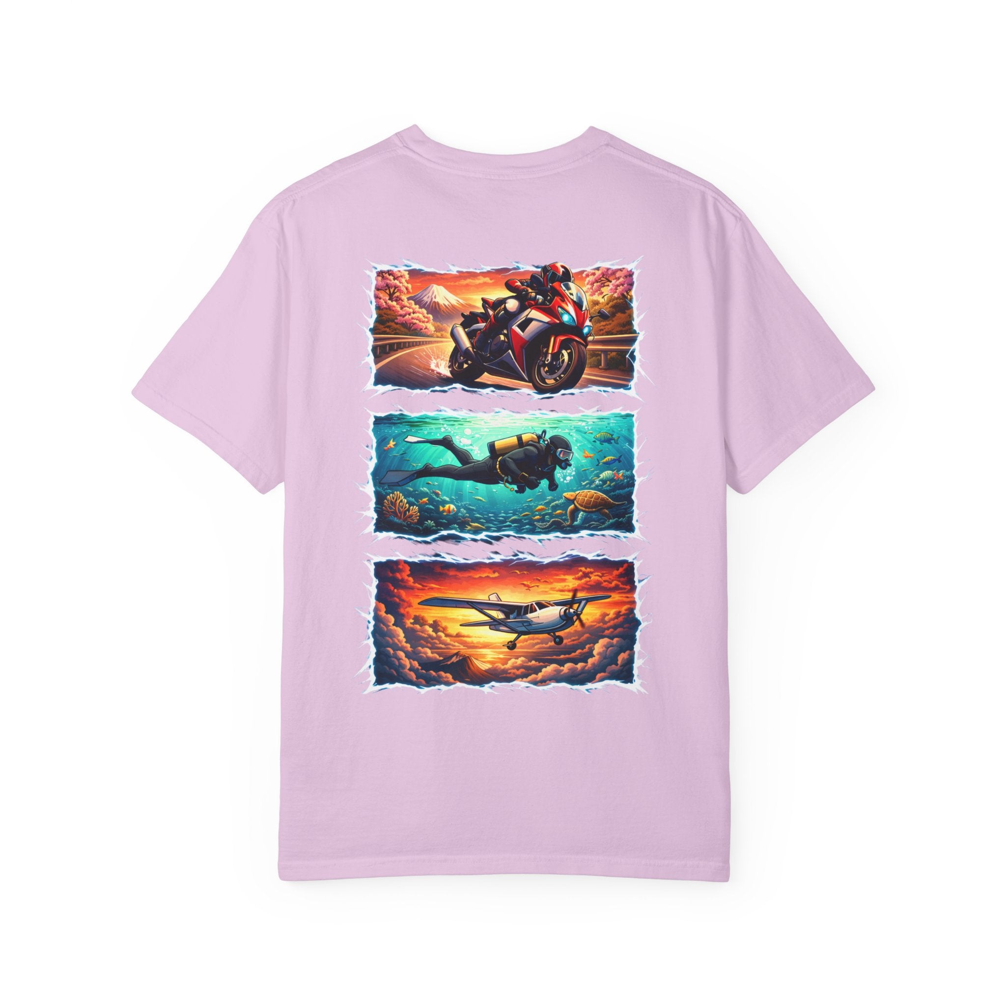 Ride. Dive. Fly. T-Shirt — Adventurer