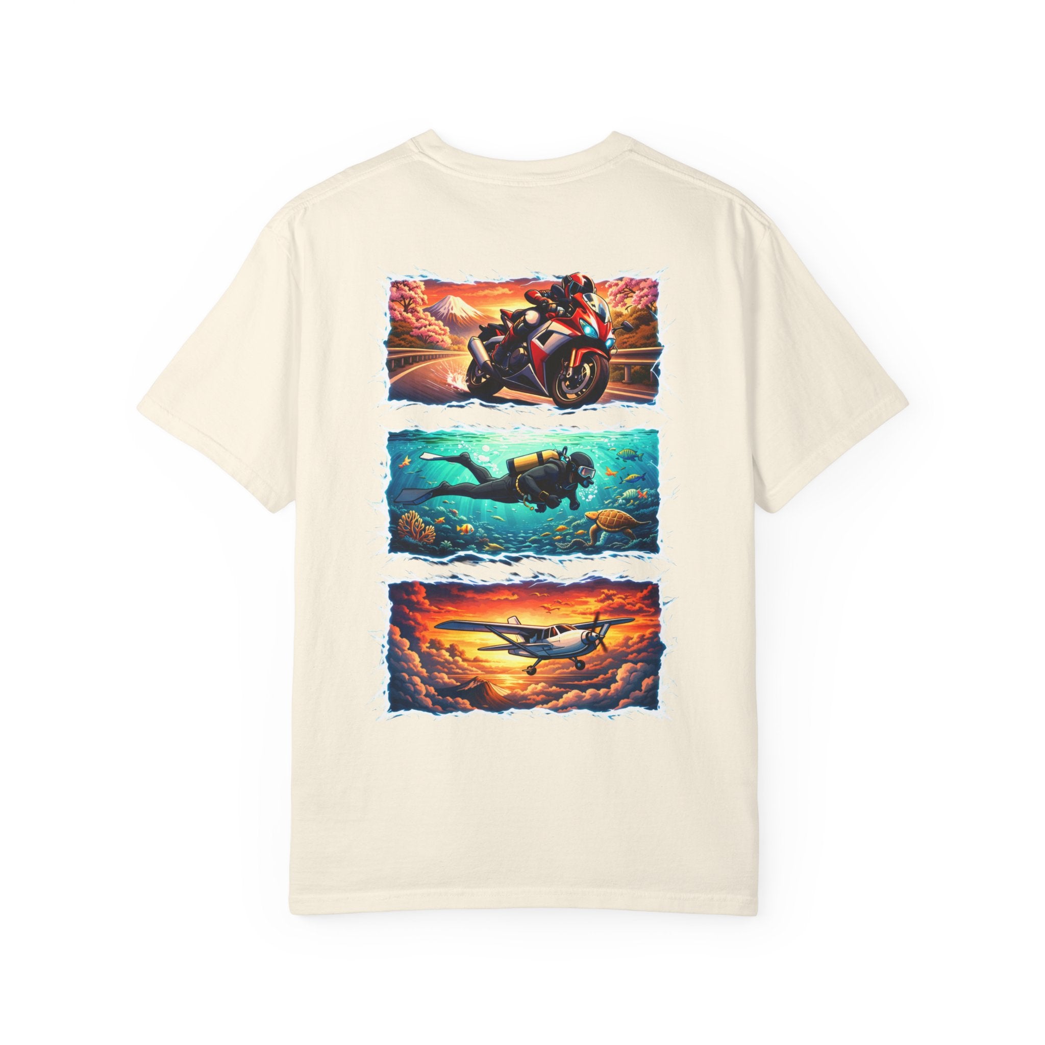 Ride. Dive. Fly. T-Shirt — Adventurer