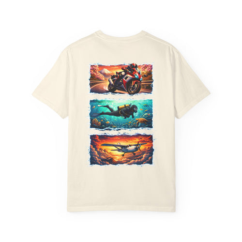 Ride. Dive. Fly. T-Shirt — Adventurer