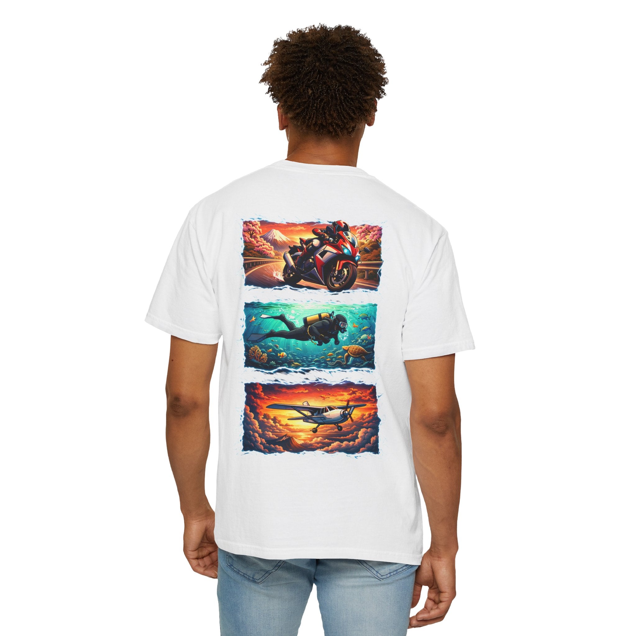Ride. Dive. Fly. T-Shirt — Adventurer