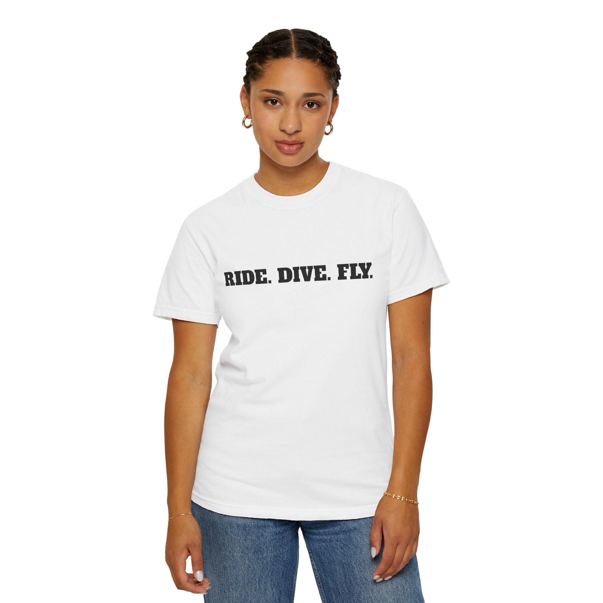 Ride. Dive. Fly. T-Shirt — Adventurer