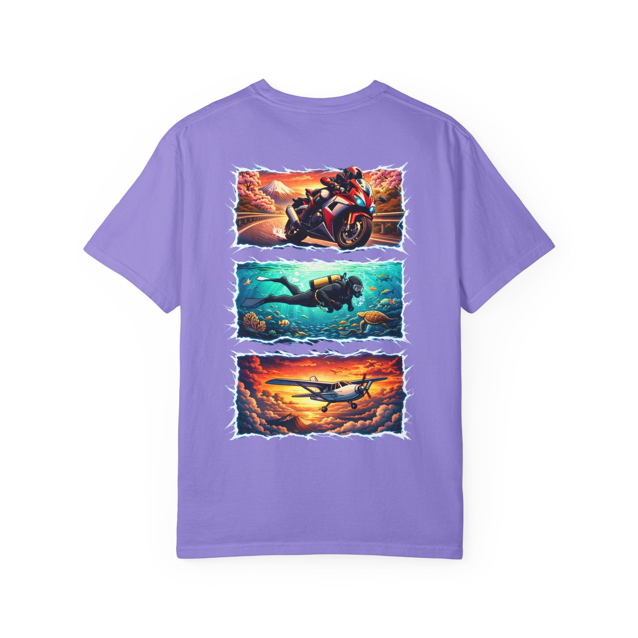 Ride. Dive. Fly. T-Shirt — Adventurer